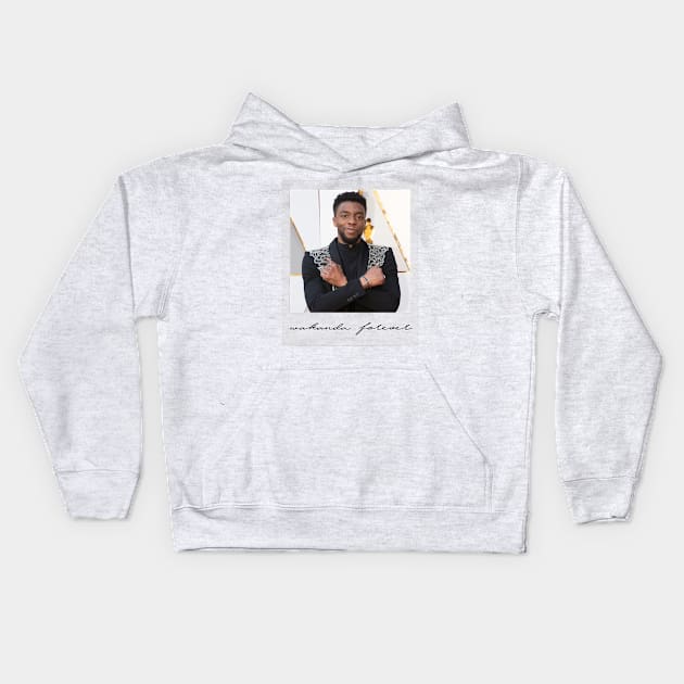 Chadwick Boseman (Wakanda Forever Polaroid) Kids Hoodie by Young Inexperienced 